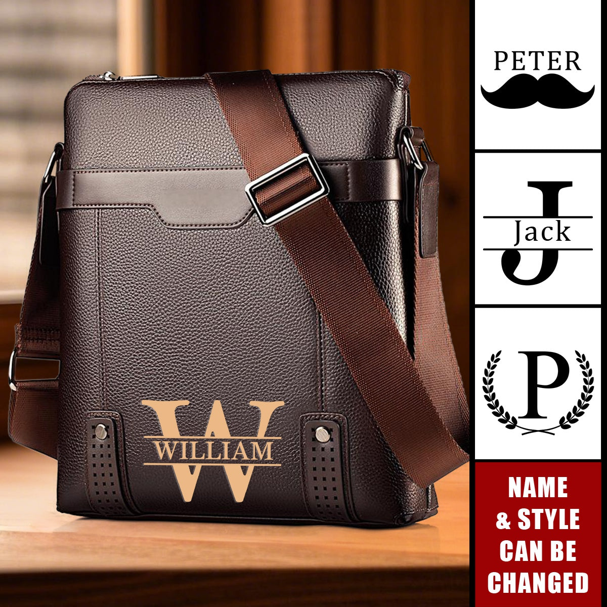 Vintage Monogram - Personalized Travel Business Shoulder CrossBody Bag